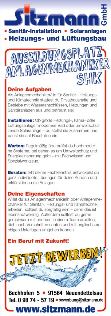 Ausbildungsplatz 2026 bei Sitzmann in Bechhofen Ortsteil von Neuendettelsau